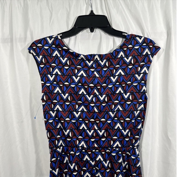 NEW $295‎ WEEKEND MAX MARA [ XS ] Thomas Geometric Tie Flare Dress In Blue - Picture 14 of 15